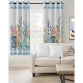 thumbnail image 4 of Summer Beach Blackout Curtains for Bedroom Living Room, Ocean Colorful Coral Shell Starfish Seaweed Blue Plaid 72 In Long Thermal Insulated Room Darkening Drapes Grommet Window Treatments, 52 x 72 In, 4 of 9