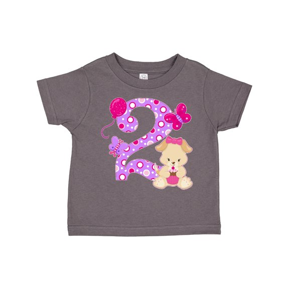 Inktastic Second Birthday with Cute Puppy and Butterflies Boys or Girls Toddler T-Shirt