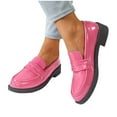 thumbnail image 6 of Wensltd Fashion Shoes for Women Spring Fall Solid Color Retro Comfortable Mid Heel Loafers Pink, 6 of 9