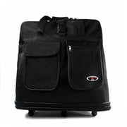 K-Cliffs Unisex 36 Inch Black Multi Tiered Collapsible Expandable Wheeled Travel Cargo Duffle Bag with Zippered Pockets