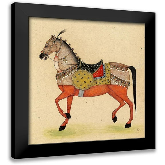 Illuminations 12x12 Black Modern Framed Museum Art Print Titled - Horse from India I