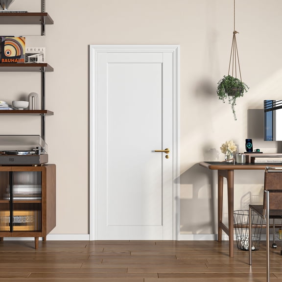 20" X 80" Primed 1 Panel Solid Wood Primed Interior Shaker Standard Door Slab Door