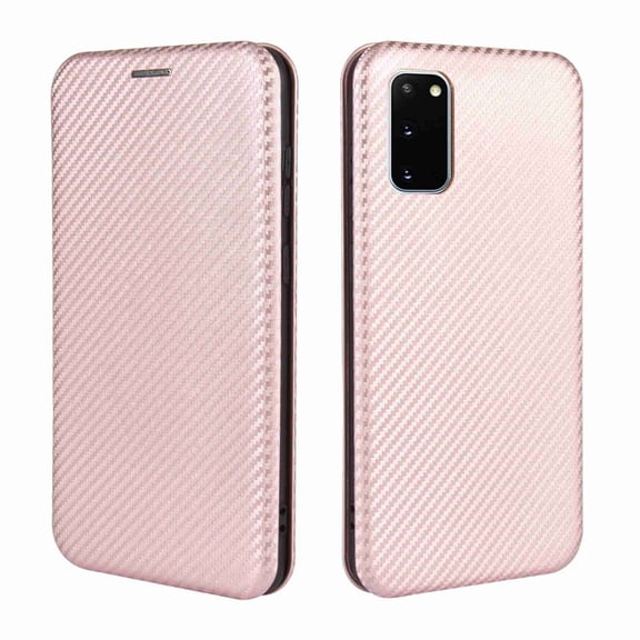 Dteck Wallet Case For Samsung Galaxy S20 FE Fan Edition (2020),[Carbon Fiber Texture] Flip PU Leather Wallet Card Slot Protective Silicone Cover, Pink