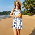 thumbnail image 5 of Spring Summer Dresses for Women 2025 - Blue Snowflake Prints Swimsuit Coverup Sundresses for Women, Beach Vacation Clothes for Women, Hawaiian Tshirt Dresses for Women, 5 of 7