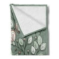 thumbnail image 2 of Bohem Soft Flannel Fleece Throw Blanket, Floral Theme Romantic Spring Flowers and Leaves Graphic Nature Pattern, Cozy Plush for Indoor and Outdoor Use, 50" x 60", Green Reseda Green, by Ambesonne, 2 of 5