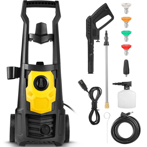 CAFORKP Electric Power Washer 2000PSI 1.65GPM, Includes Hose Reel, Foam Cannon & 5 Nozzles