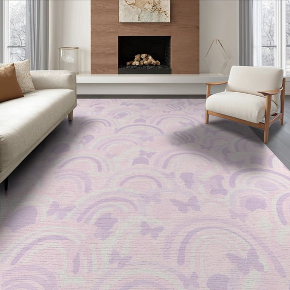 ODIKA 8'x10' Washable Area Rug Non-Shedding, Easy Care, Asymmetrical Whimsical Interlocking Shapes Scattered Geometric for King Size Bedroom Under Bed, Master Suite
