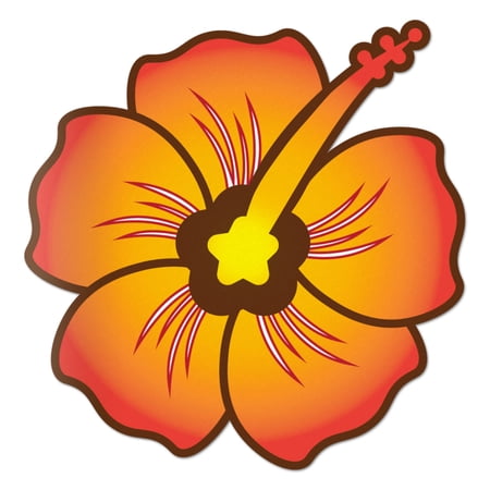 Hibiscus Decal Blood Orange Sticker Vinyl Rear Window Car Truck Laptop Flower Wall Water and Fade Resistant 4 Inches