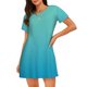 thumbnail image 1 of Balery Teal Turquoise Camisón de manga corta con cuello redondo para mujer, cómodo y elegante., 1 of 6