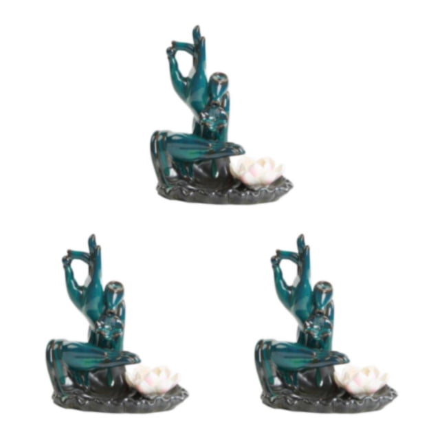 Transemion 1/2/3 Self-Care Routine Home Ceramic Backflow Incense Cone Holder Burner Lines Are Simple Ceramics Green Bergamot Lotus 3PCS