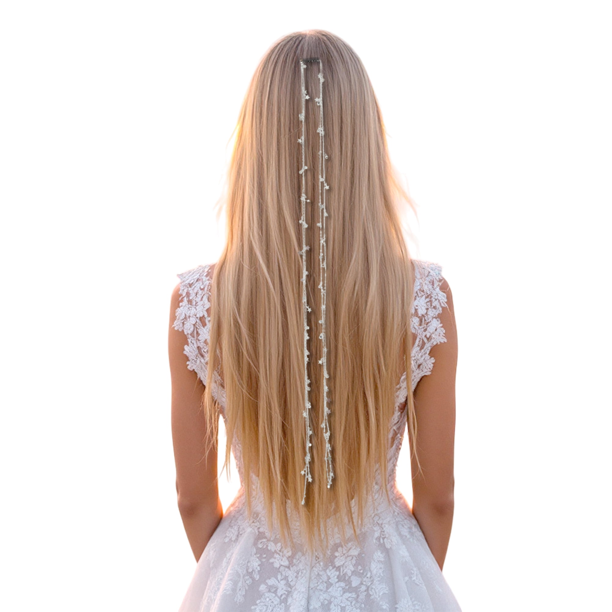 Unique Bargains Star Braided Hair Chain 1 Pc for All Occasions Vintage Silver Tone