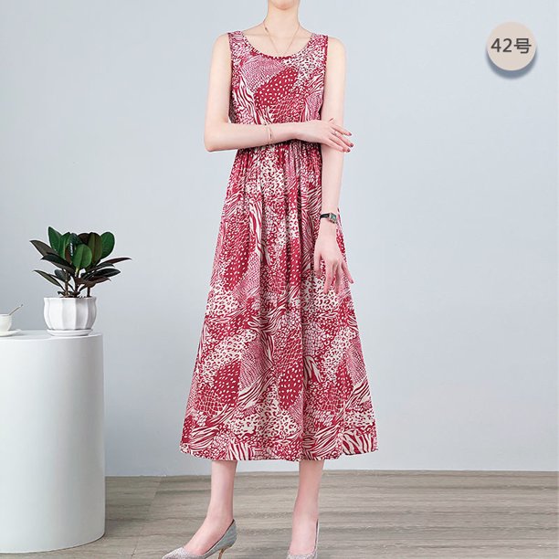 Vestido de seda de algodón de longitud media para mujer, novedad de verano Eccomum Traje 42 XXXL