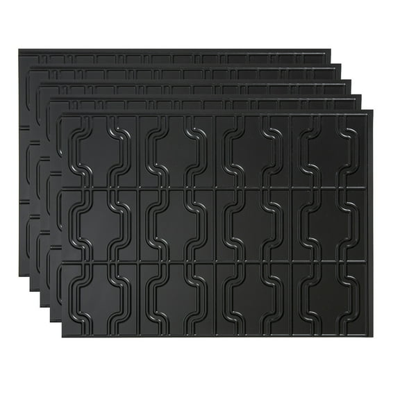 FASÄDE Chain Decorative Vinyl 18in x 24in Backsplash Panel in Matte Black (5 Pack)