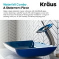 thumbnail image 6 of KRAUS Rectangular Blue Glass Bathroom Vessel Sink and Waterfall Faucet Combo Set with Matching Disk and Pop-Up Drain, Satin Nickel Finish, 6 of 8