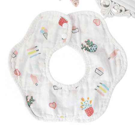 

Rush 3 Pack Petal Bib 360° Rotating Bib Saliva Towel Washed Gauze --- Four Seasons S481