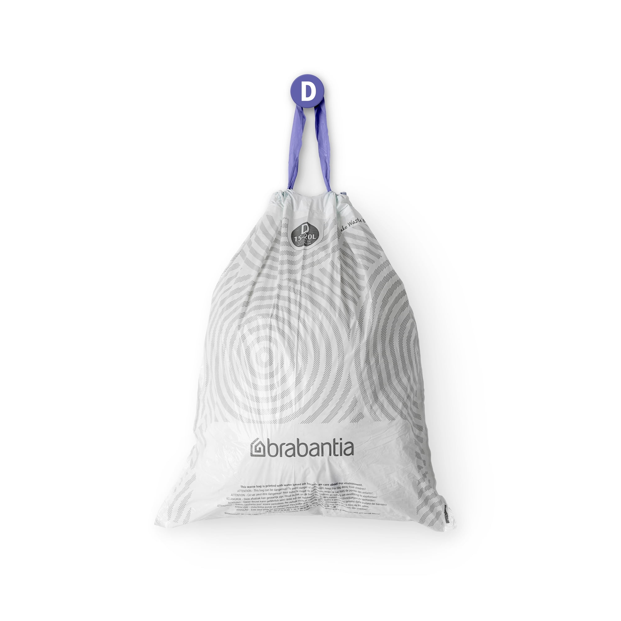 Brabantia PerfectFit Trash Bags, Code D, 4-5.3 Gallon (15-20L) - 120 Count