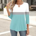 thumbnail image 4 of mfyjkho Tops Bohemios Para Mujer, Camiseta De Manga Tres Cuartos Con Cuello Redondo Y Aberturas Para Mujer, Color Liso, A La Moda Tops Para Hacer Ejercicio Para Mujer Xxl, 4 of 6
