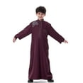 thumbnail image 6 of Nrmvnmi Muslim Robe for Boys Long Sleeve Turndown Neck Saudi Arab Kaftan Islamic Button Dubai Robes With Pockets, 6 of 9
