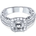 thumbnail image 3 of Pompeii VVS 3/4 Cushion Halo Filigree Engagement Ring Setting 14K White Gold (E/F,VVS2), 3 of 5