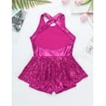 thumbnail image 4 of YUUMIN Kids Girls Sequins Jazz Ballet Dance Dress Crisscross Back Leotard Skirts for Stage Rose 10, 4 of 6