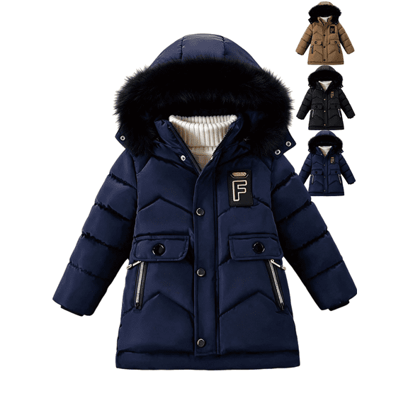 Xdegoge Boys Winter Heavyweight Puffer Jacket Thick Warm Padded Coat with Hood Outerwear with Pockets for Snow Cold Weather 5-13 Years
