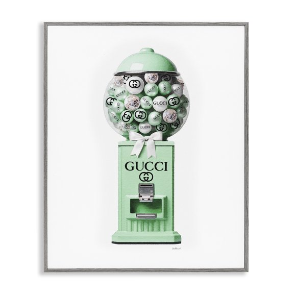 Stupell Industries Art Deco Green Glam Gumball Machine Gray Framed Giclee Art, 16 x 20, by Amanda Greenwood