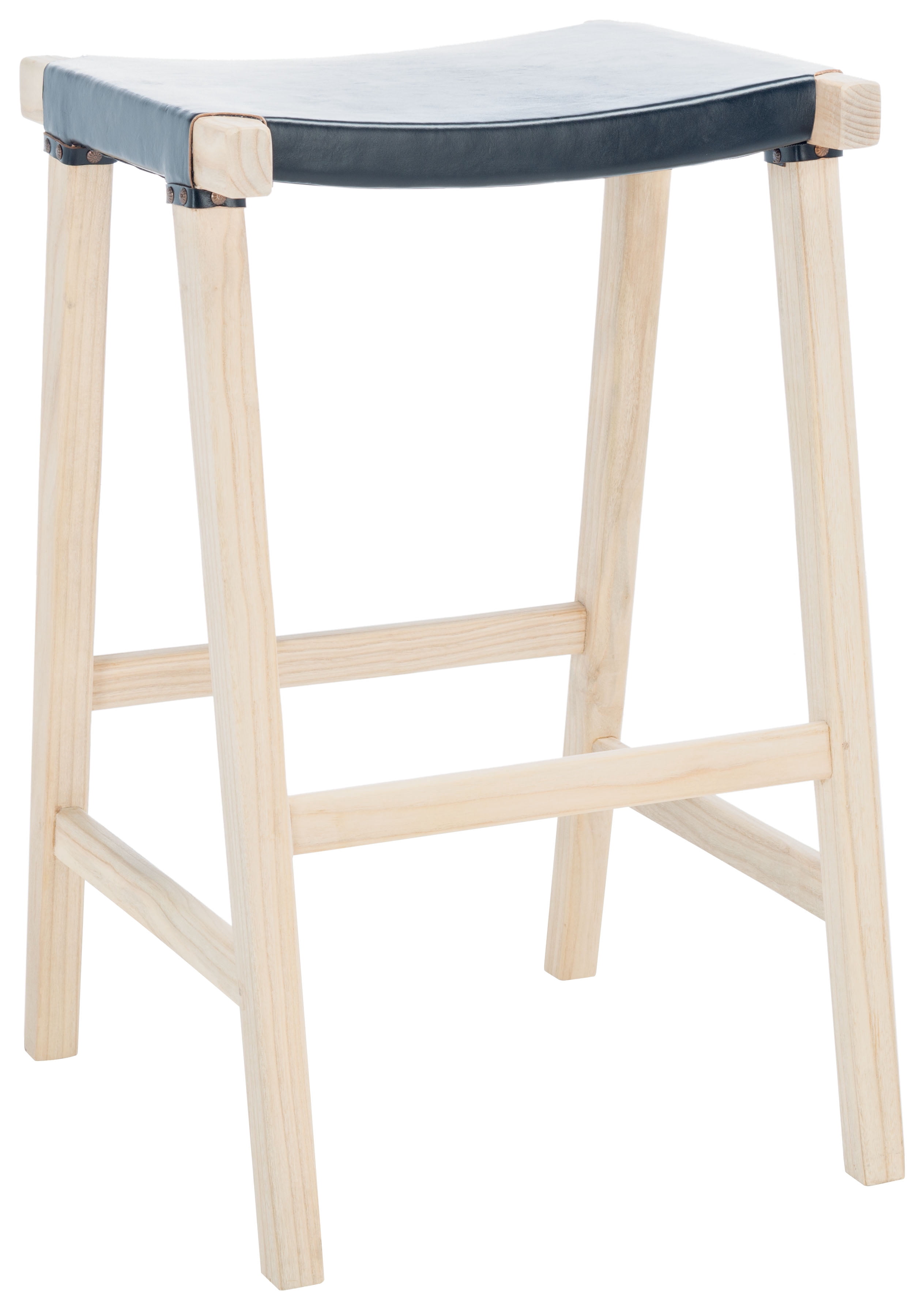 SAFAVIEH Aariz Modern Rectangle Barstool, Black/Natural (18.5 in. W x 20 in. D x 30 in. H)