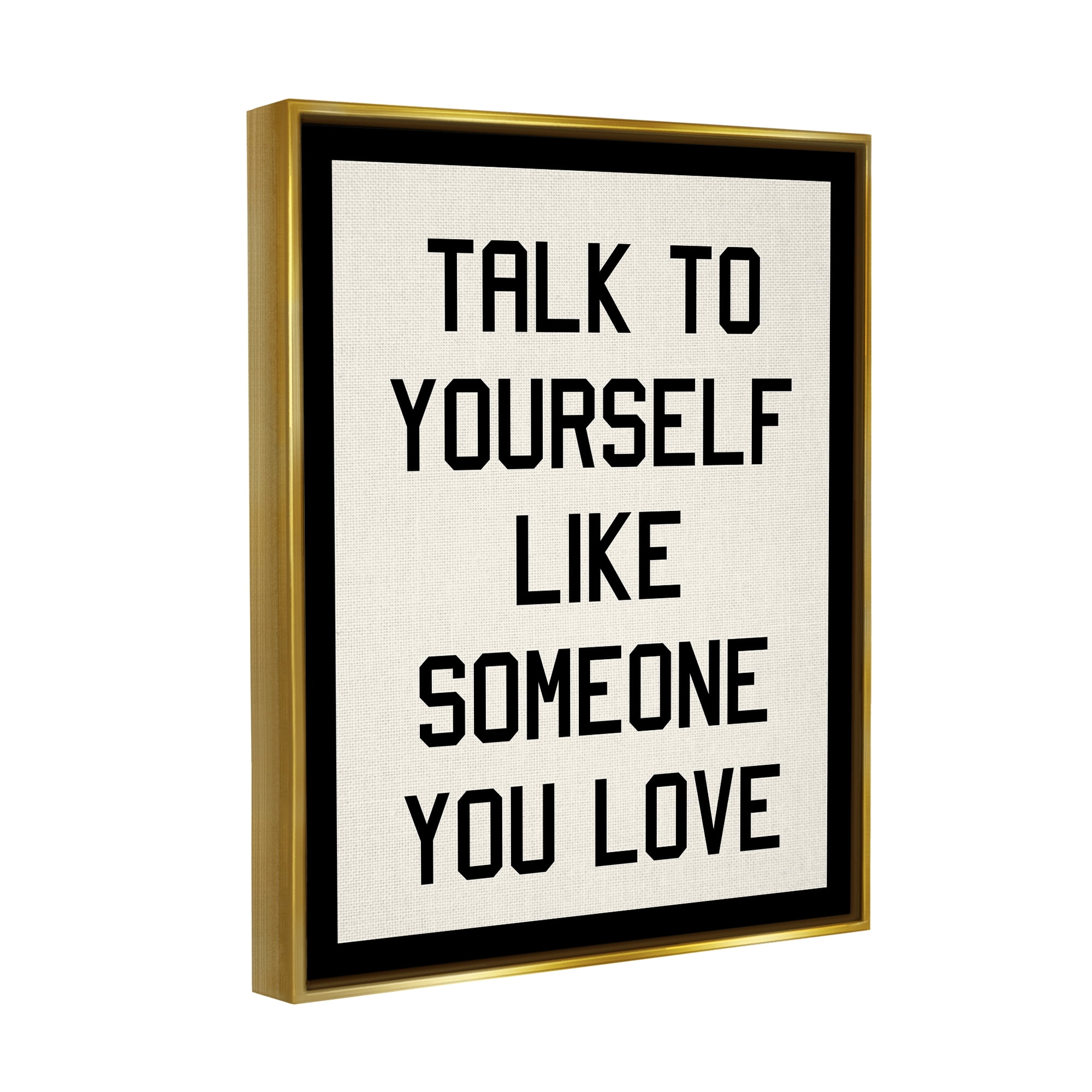Stupell Industries Love Yourself Phrase Inspirational Painting Gold Floater Framed Art Print Wall Art, 25 x 31