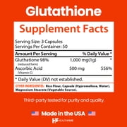 Healthfare Glutathione Supplement 1000mg | Reduced GSH Antioxidant | 98%+ Highly Purified | 150 Vegan Capsules | Immune & Detox Support | Non-GMO, Gluten-Free | Made in USA