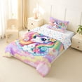 thumbnail image 2 of Metsweet Cute Floral Unicorn Twin Comforter Sets 2pcs, Gradient Rainbow Stars Print Bedding Set,1 Comforter and 1 Pillowcase, 2 of 6