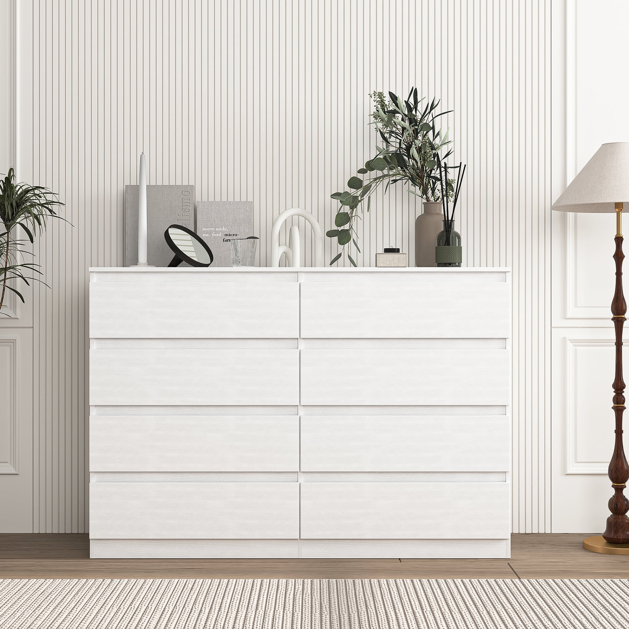 Kadyn White Dresser for Bedroom, 8 Chest of Drawers, Wooden Dressers for Bedroom, Living Room,Hallway Kadyn White Dresser for Bedroom, 8 Chest of Drawers, Wooden Dressers for Bedroom, Living Room,Hallway