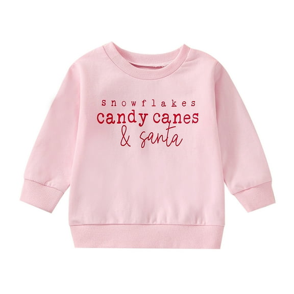 Zshosam Christmas Sweatshirt Toddler Baby Girl Long Sleeve Christmas Sweatshirt Tops Basic Sweater Shirts Kid Fall Clothes Size 12 18 Months,(Pink 12-18 Months)