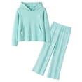 thumbnail image 4 of OYYN Girls Graphic Jogging Suits Sweatsuits 2 Piece Set Oversized Hoodie and Sweatpants Clothes (Mint Green 7-8 Years), 4 of 7