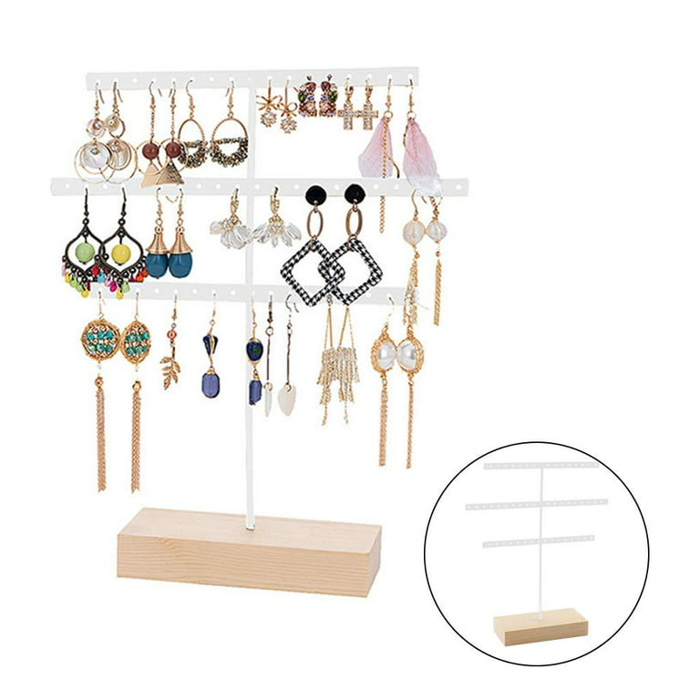 2x Earrings Holder Organizer for Ear Stud Jewelry Storage 52 Holes, Women's, Size: 14x6.9x28cm, White