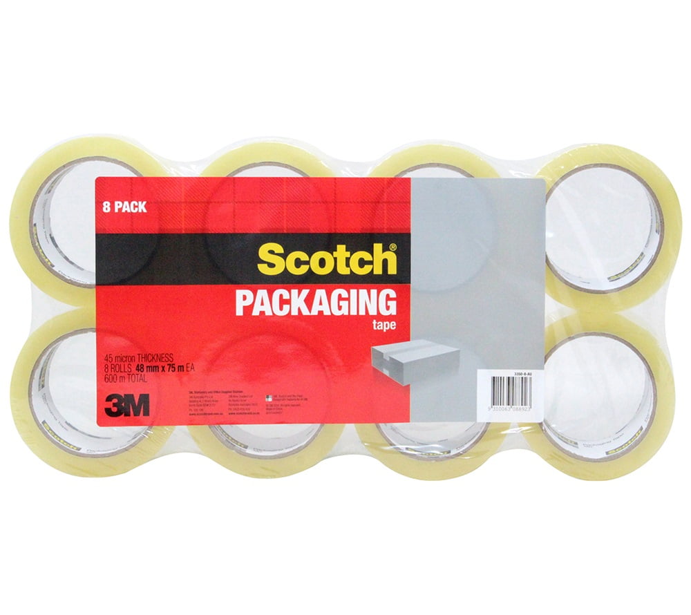Scotch Heavy Duty Clear Packaging Tape, 45 Micron Thickness, 8 Rolls