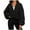 Black1, variant on Lmnyox Trendy Sweatshirts for Women Oversized Long Sleeve Zipper Up Jackets Fleece Cropped Coat Fashion Clothes