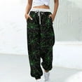 thumbnail image 1 of Teissuly Nouvelle Arrivée Pantalon de Survêtement pour Femmes Mode Halloween Toile d'Araignée Imprimée Taille Élastique Cordon de Serrage Bas Resserré Pantalon Décontracté à la Cheville avec Poches, Taille P-2TG, 1 of 5