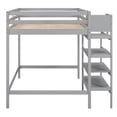 thumbnail image 6 of Euroco Full Size Loft Bed with Shelf and Hanger for Kids Teens Bedroom, Gray, 6 of 14