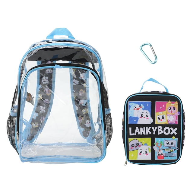 Mochila Bioworld Lanky Box de 41 cm transparente con kit de almuerzo