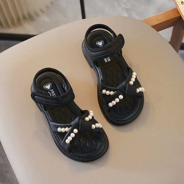 Zapatos de niña Sandalias de verano para niños Suela suave Perla Zapatos de princesa para niñas pequeñas Zapatos de playa para niños de tamaño mediano a grande