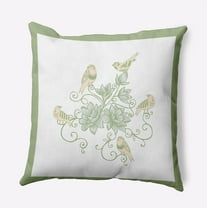 16" x 16" Simply Daisy Birds And Flowers Polyester Indoor/Outdoor Pillow, Fresh Green Qty 1