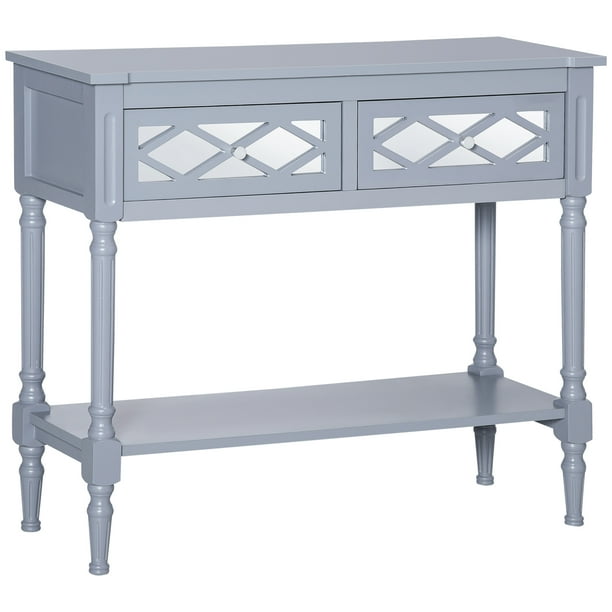 Vintage Console Table with Mirrored Drawers, Retro Sofa Table