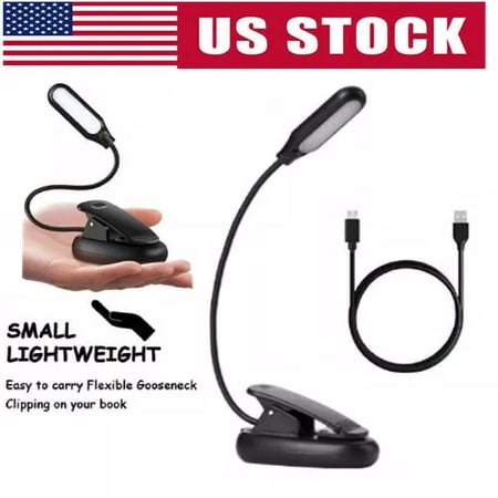 Mini Led Reading Book Light W/ Flexible Clip Desk Table Lamp Rechargeable Us