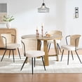 thumbnail image 3 of Sailvan Rattan Dining Chair Set of 4, Accent Dining Room Chairs, Modern Kitchen Chairs with Lamb Fleece Cushion, Mid Century Style Living Room Chairs, Easy Assembly, Beige, 3 of 10