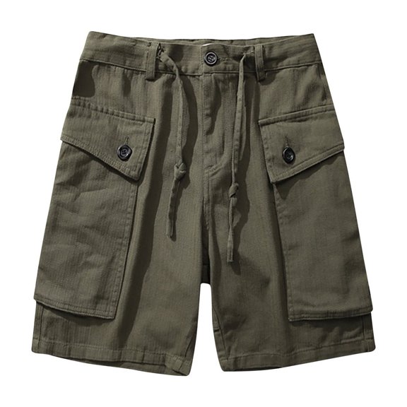 VSSSJ Cargo Shorts for Men Casual Lightweight Hiking Shorts with Multi Pockets Summer Drawstring Outdoor Sports Work Cargo Shorts Green L