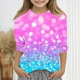 thumbnail image 2 of Favoffer Girls' Summer Fashion Multicolor Sparkle Print Base Top & Round-Neck 3/4 Sleeve Relaxed Shirt, for Casual, Party, Photoshoot, Gifting 3-12Y, 2 of 5