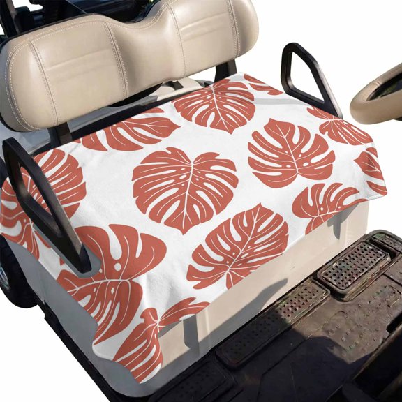 Golf Cart Seat Cover Red Palm Leaves Club Car Golf Cart Seat Covers Soft Absorbent Golfcart Towel Blanket Tropical Monstera Leaf Plant Golf Seat Covers for Cart Decor Fits 2 & 4 Passenger 51"x31"