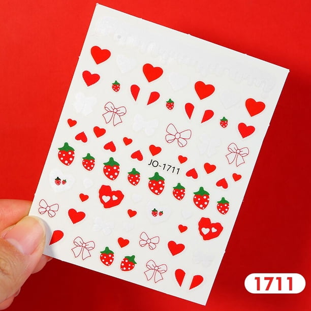 Pegatinas de uñas de la serie Día de San Valentín, decoraciones de uñas, calcomanías de dibujos animados en 3D, pegatinas de rosas de amor, piezas de uñas, prensa en uñas, 1 pieza