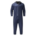 thumbnail image 4 of Womens One Piece Jumpsuits Zip-Up Pajamas Casual Hooded Onesies Long Sleeve Jogger Playsuits Loungewear with Pockets Navy, L, 4 of 7