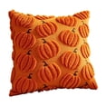 thumbnail image 2 of Khaki Embroidered Pumpkin Pillowcase, Soft Chenille Fall Decor, 17x17 Inch Square Couch Cover for Cozy Living Room, 2 of 7